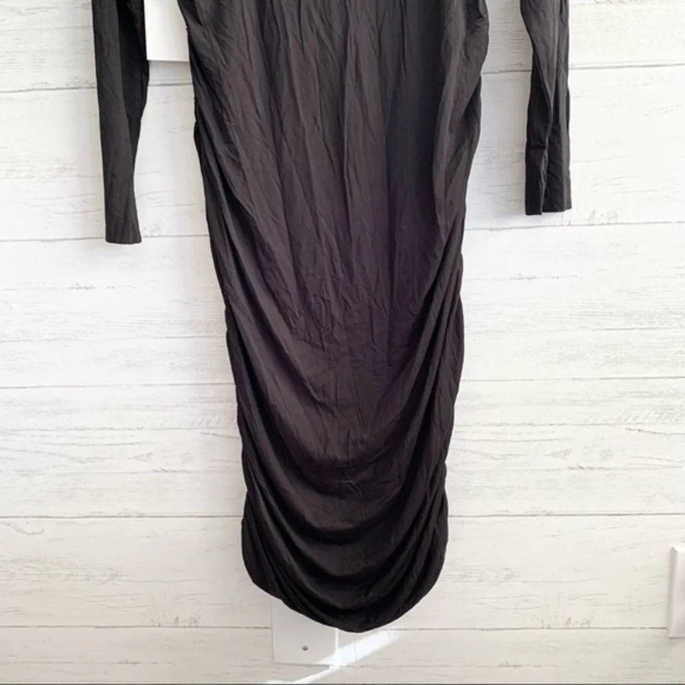Good American Black Ruched Midi Dress - Image 7