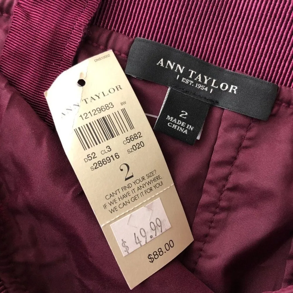Ann Taylor Pencil Skirt Lace Overlay Elastic Waist Burgundy Size 2 - Image 3