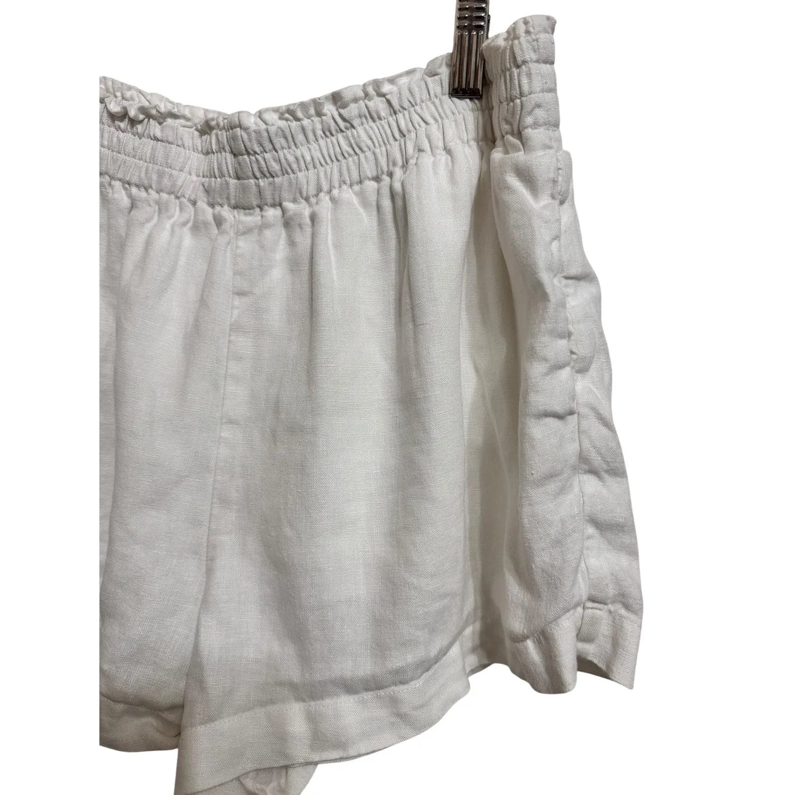 Reformation Mila‎ Linen women's shorts size Large elastic waistband pockets $98 - Image 3