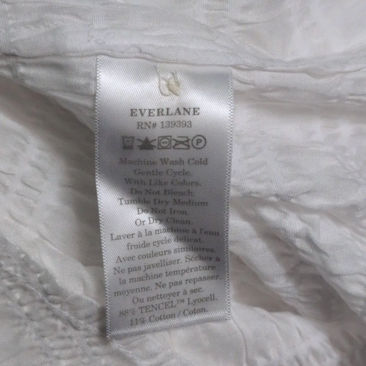 NWT EVERLANE White Textured Long Sleeve Button Down Shirt Size 8 - Image 7