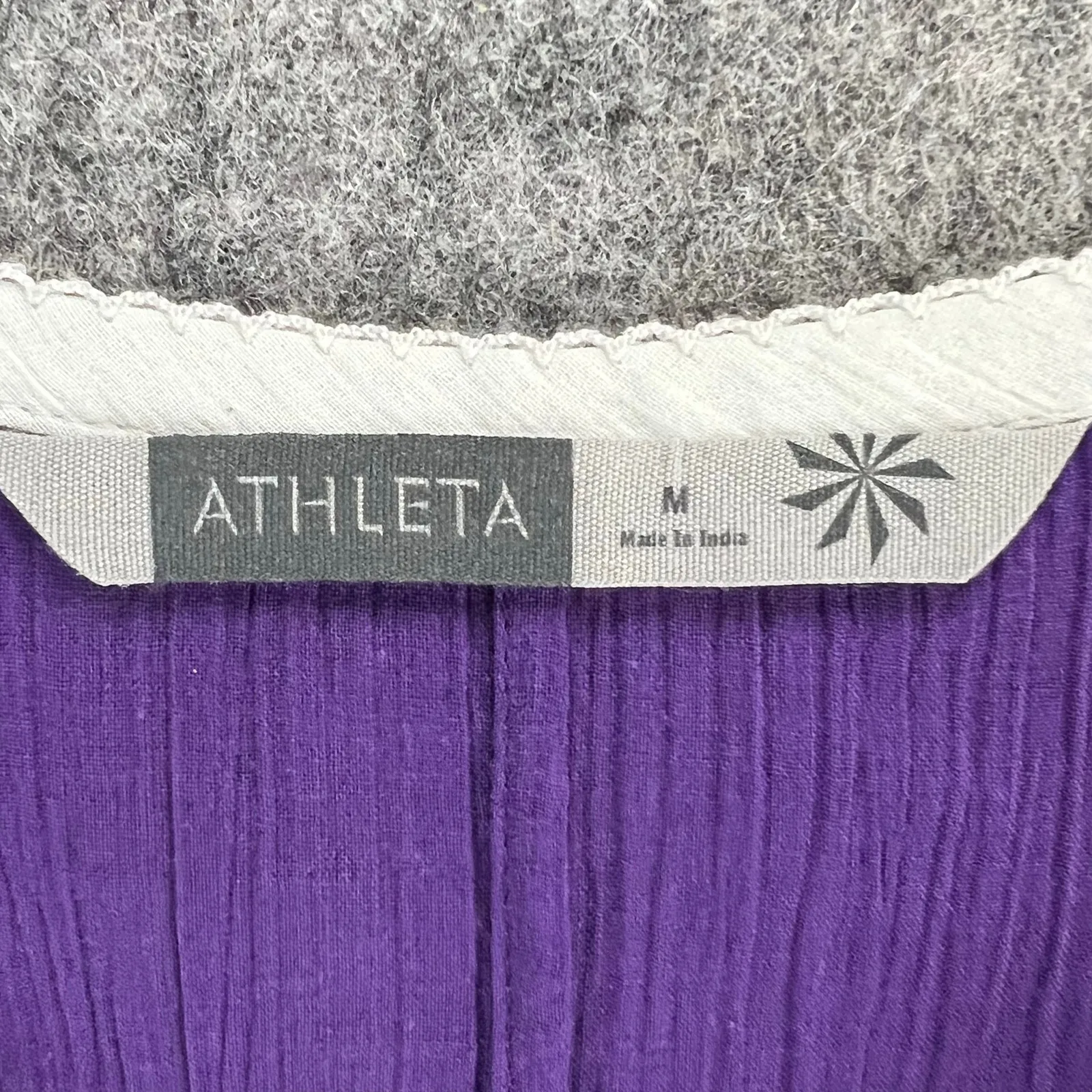 Athleta Cover Up Dress Womens M Purple Gauze Cotton Smocked Beach Resort Swim - Image 11