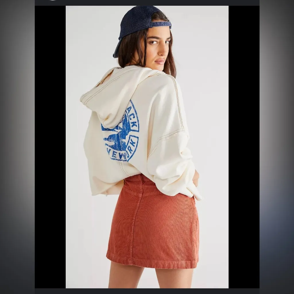 Free People Ray Corduroy Mini Skirt in Brown rust casual 8 fall classic nwt $98 - Image 3