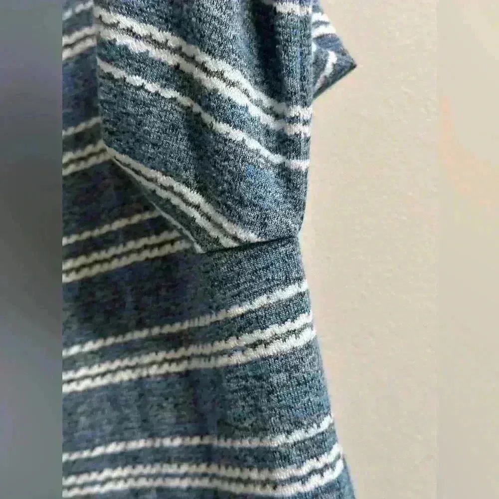 Chico’s 3/4 Sleeve Lightweight Blue Striped Sweater Waist Tie | Women’s 1/M/8 - Image 3