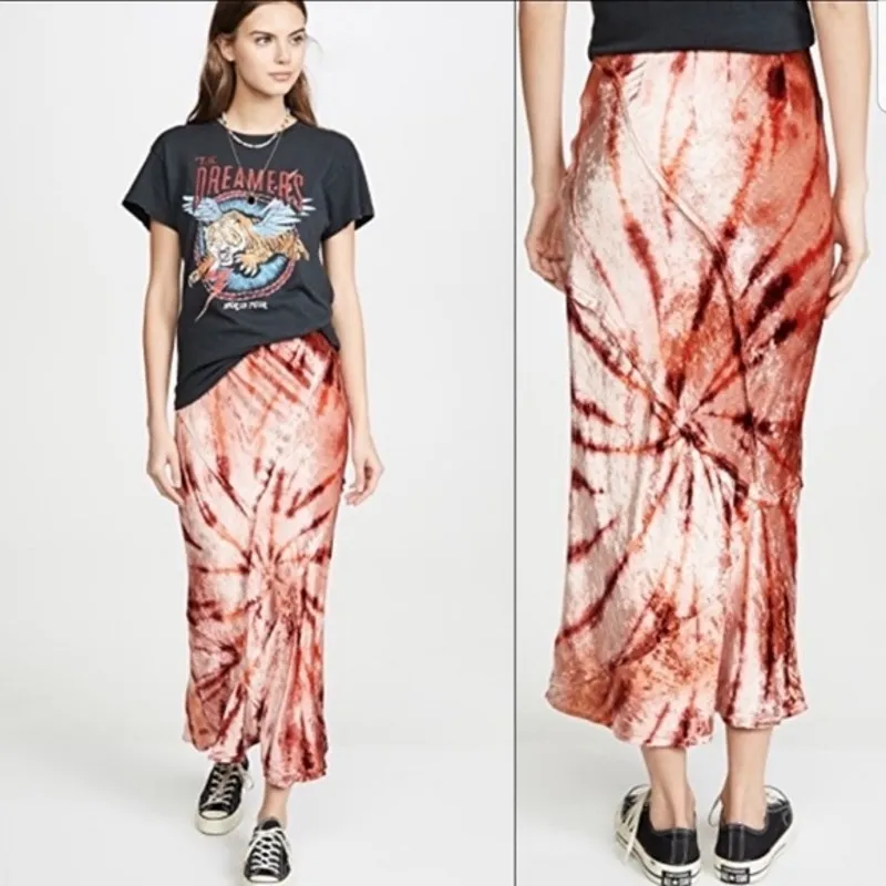 Free People Bali Serious Swagger Tie-Dye Maxi Skirt Size Medium Retro Valentines - Image 2