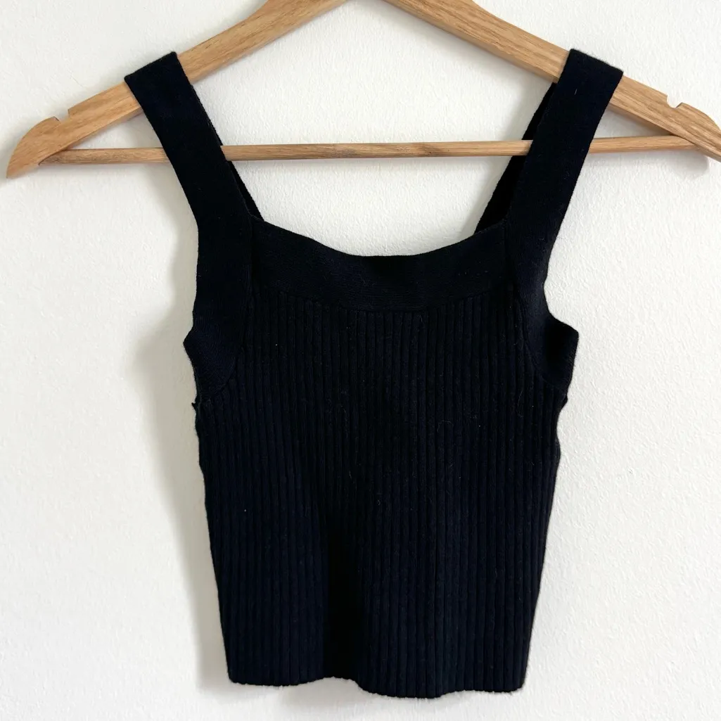 Abercrombie & Fitch Ribbed Square Neck Tank Size XS Knit Sweater Black - Image 2