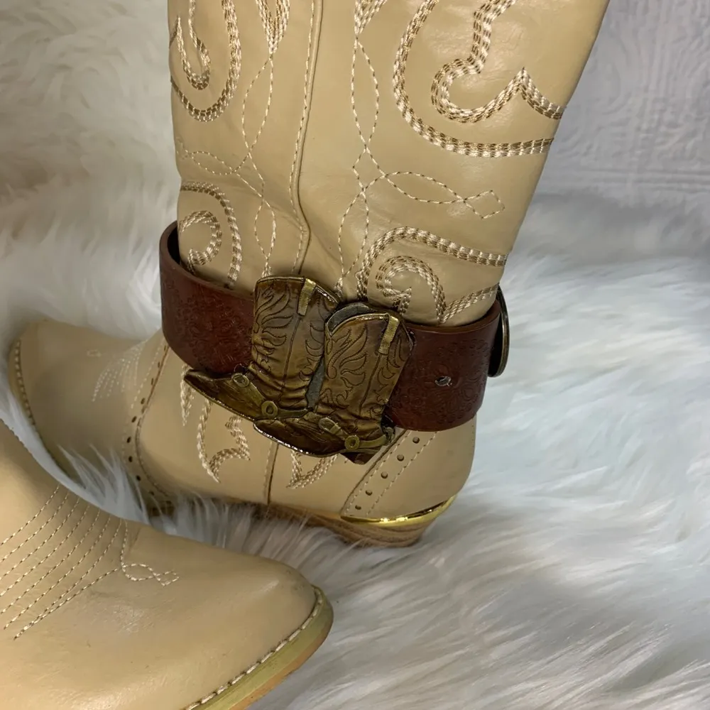 Handmade Women Removable Boot Band. One Size Boot Cuff Brown - Image 3