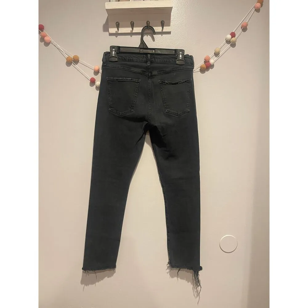 Agolde Toni Mid-Rise Skinny Black Ankle Distressed-Hem Jeans - Image 5