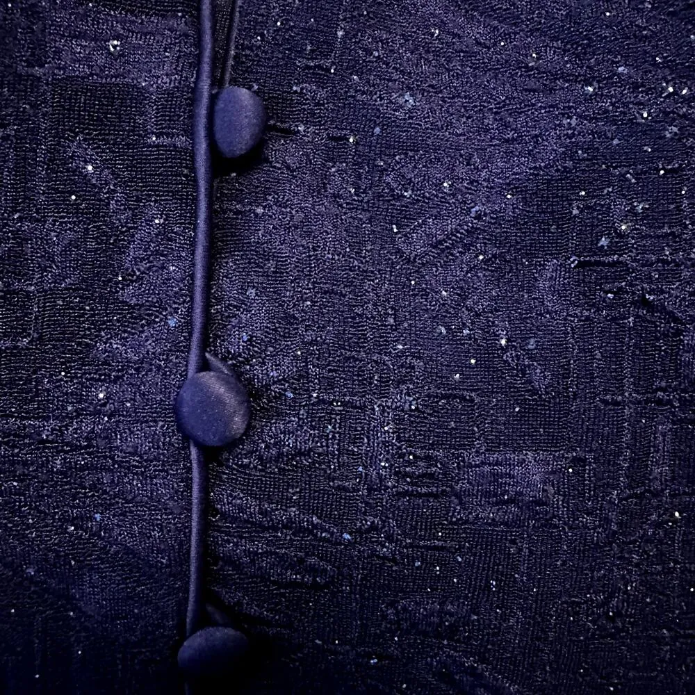 Alex Evenings Blazer Suit Jacket Embellished Three-Button Front Glitter Blue 16 - Image 2