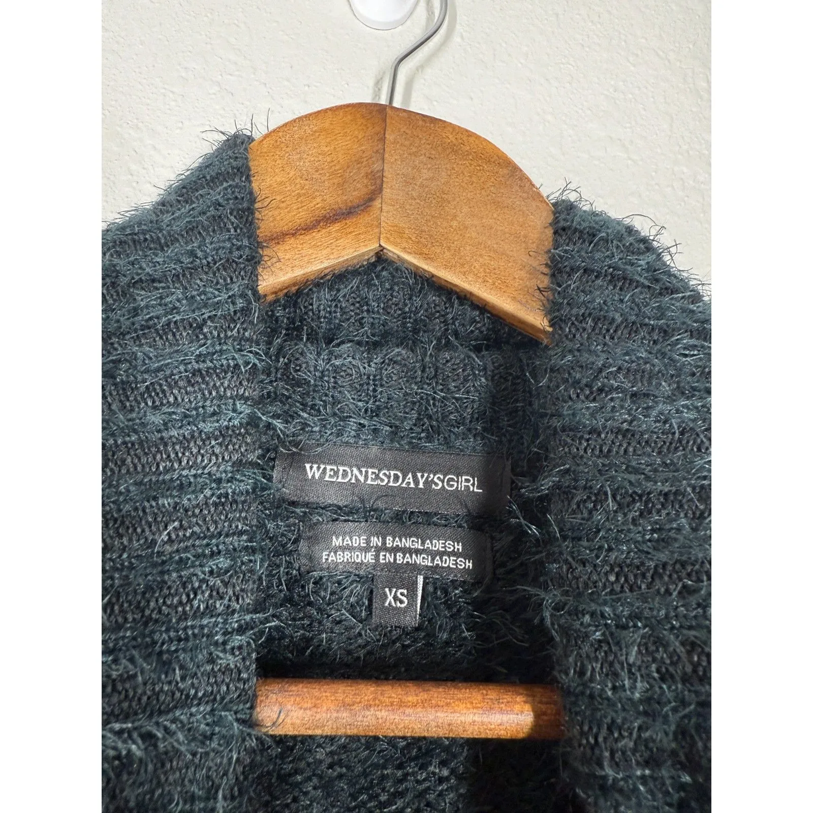 Wednesday's Girl Eyelash Midi Sweater Dress Womens Sz XS Fairy Grunge Witchy Blue - Image 5