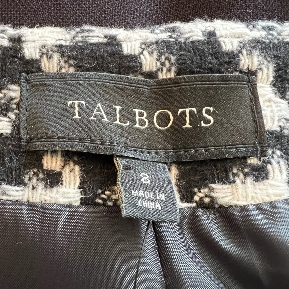 Talbots Blazer Jacket Black White Herringbone Wool Blend NWT Size 8 - Image 3