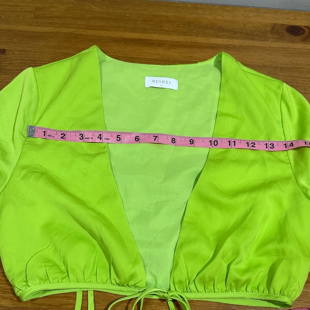 Meshki Neon Green Tie-Front Blouse - Image 4