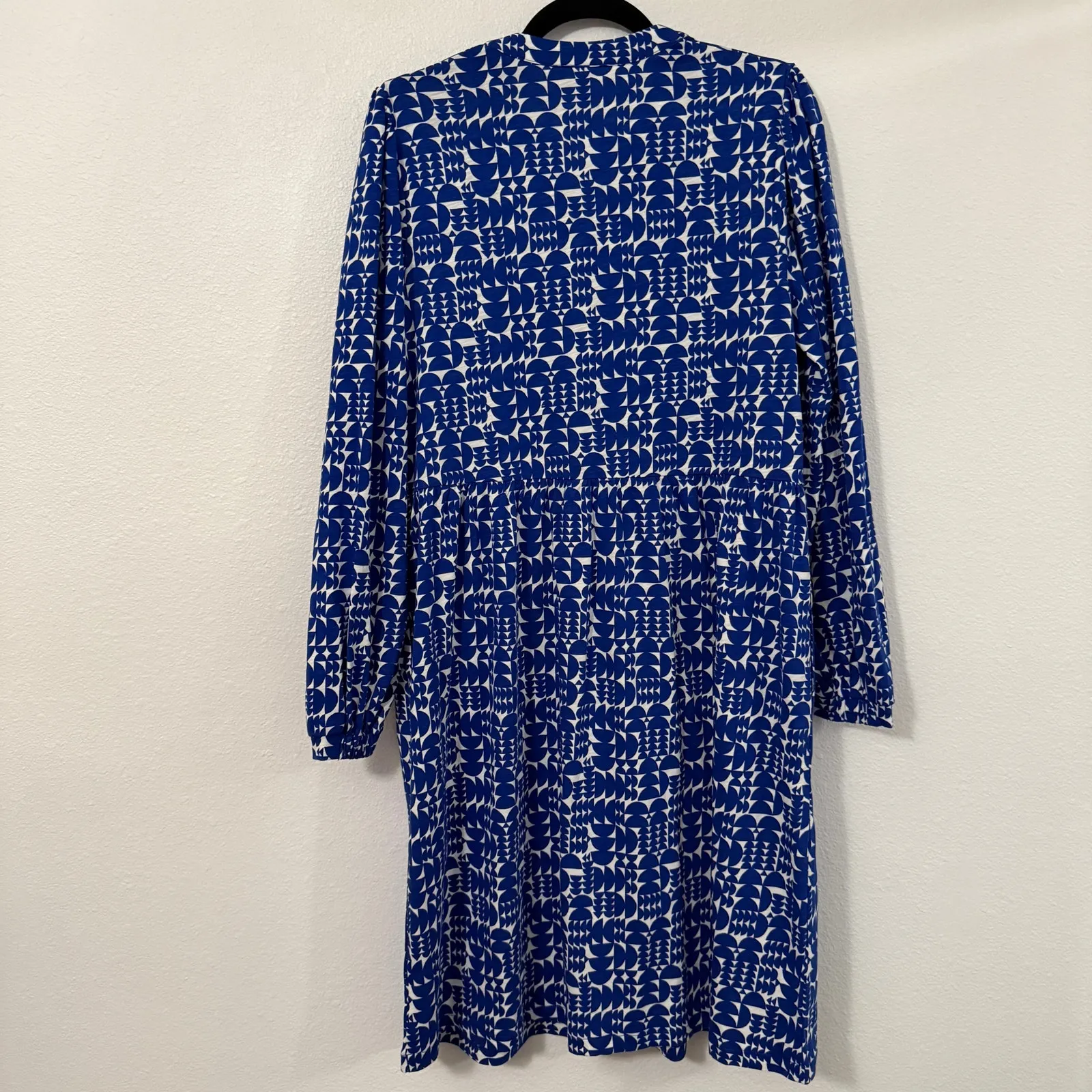 NWT Boden Sz 16 Naomi Relaxed Jersey Dress Sapphire Blue Geometric Pop L/S - Image 3