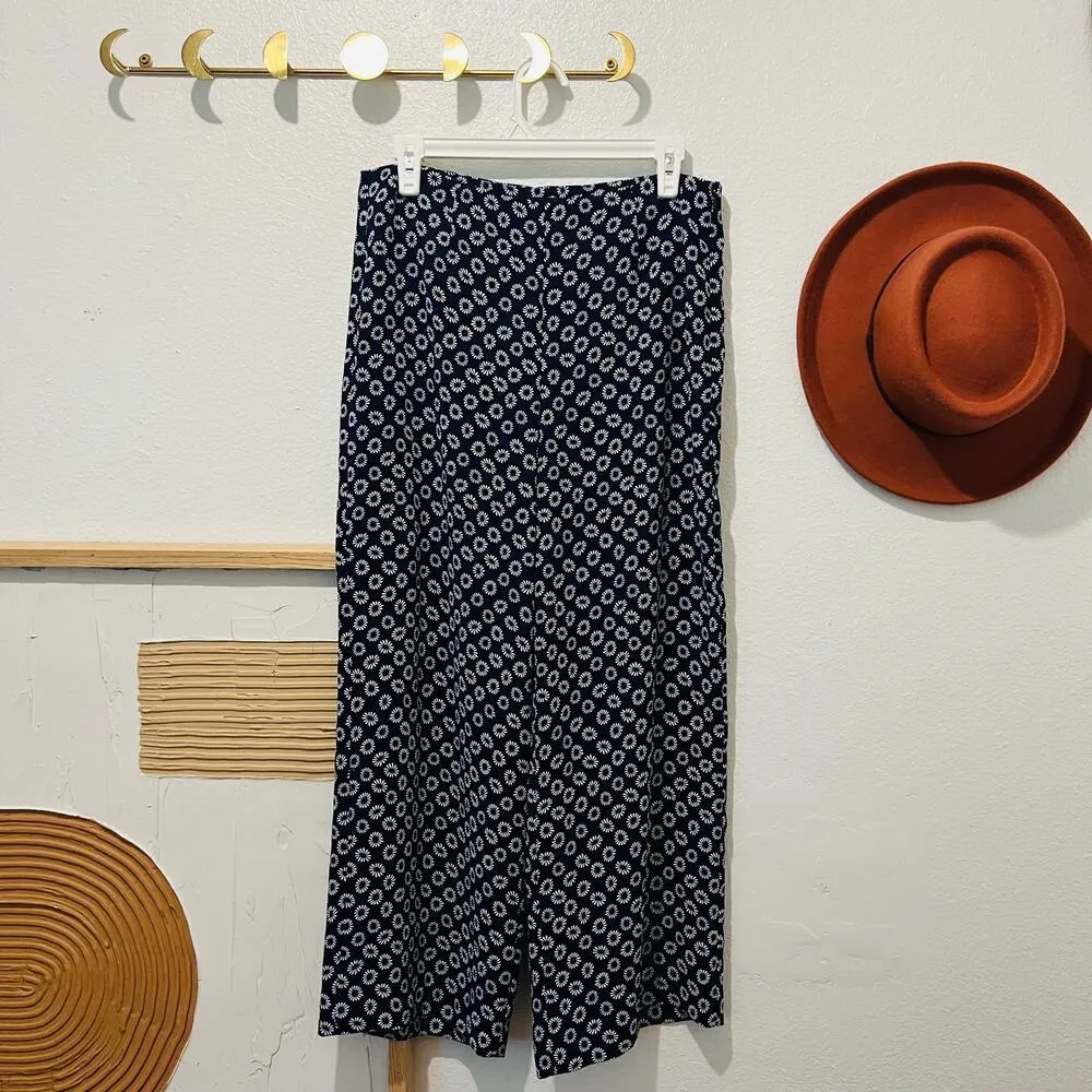 Talbots Blue Daisy Floral Print High Rise Wide Leg Summer Trouser Pants 6 - Image 6