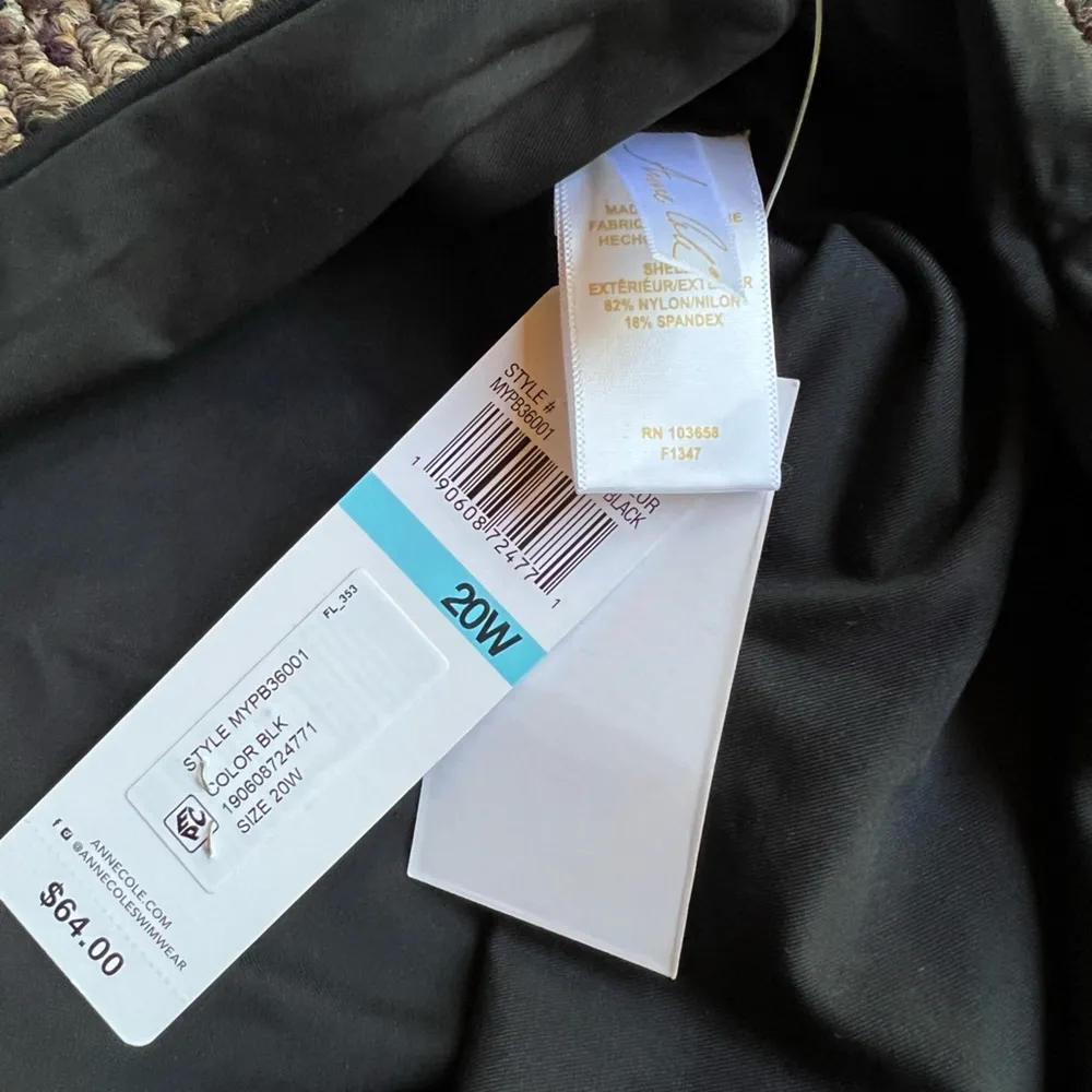 NEW Anne Cole Black Convertible High Waist Shirred Swim Bottom Ruched Size 20W - Image 8