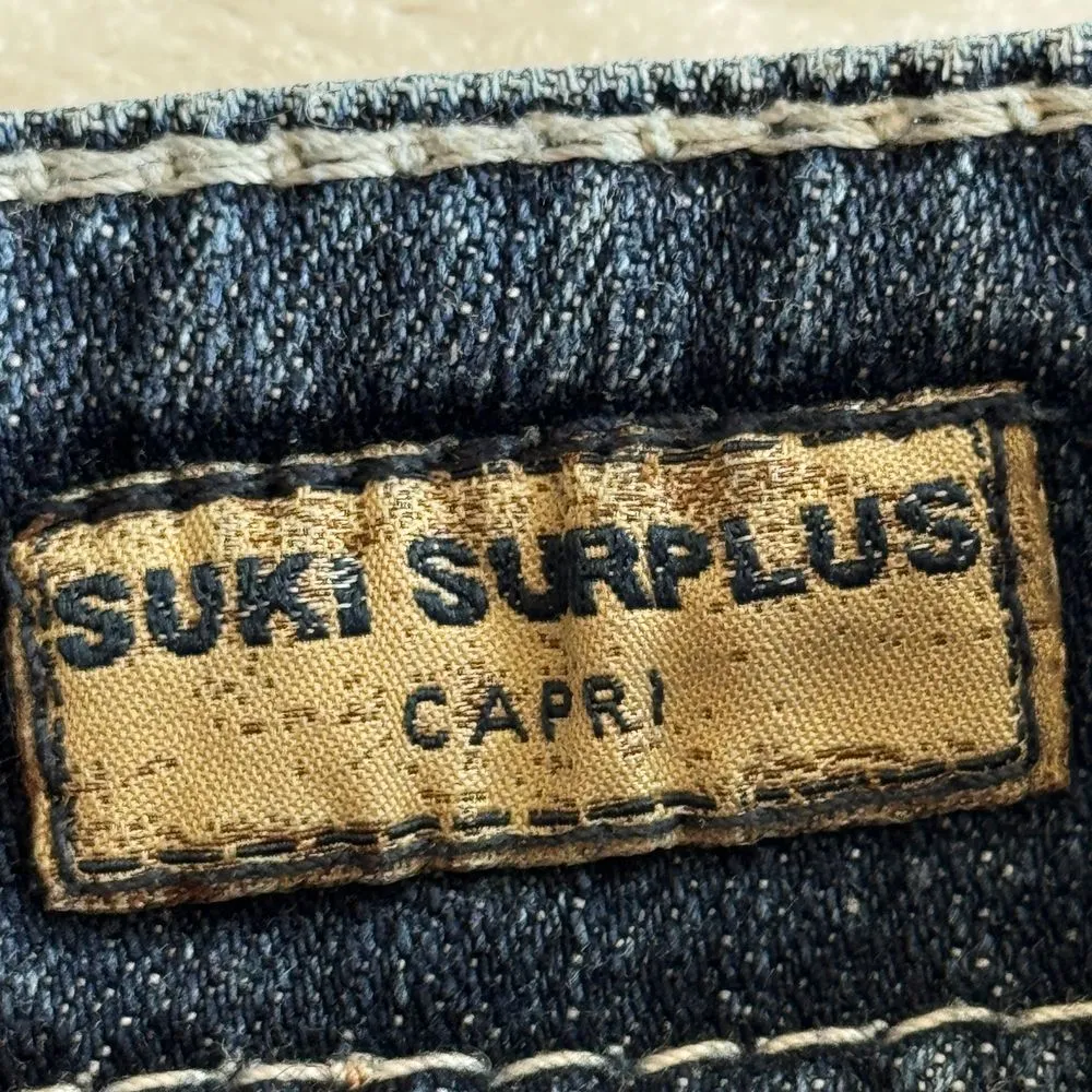 Silver Jeans‎ Suki Surplus Capri Womens 26 Blue Denim Embroidered Pockets Casual - Image 9