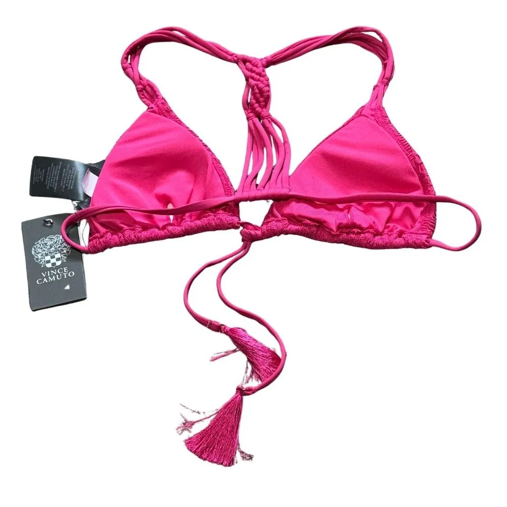 Vince Camuto  Crochet String Triangle Bikini Swim Top Dragon Fruit Pink NWT Small - Image 6