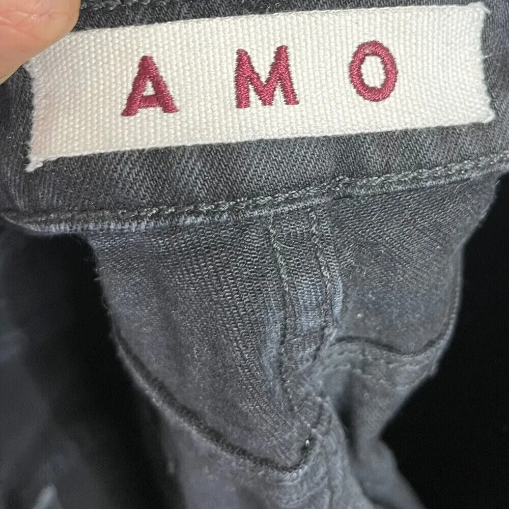 AMO Kate Mid Rise Slim Jeans Women’s Size 31 Black Magic Stretch Ankle Denim - Image 11