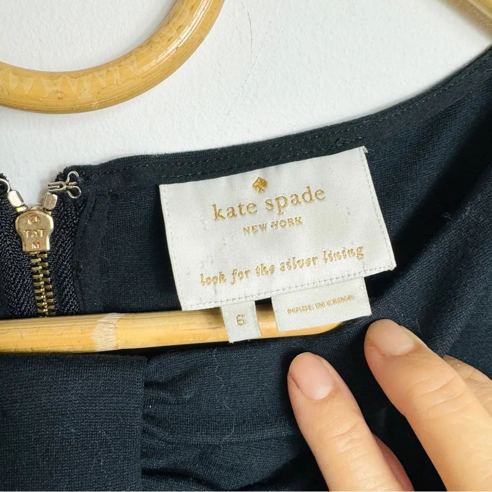 Kate Spade Ribbon detail black midi dress - Image 4