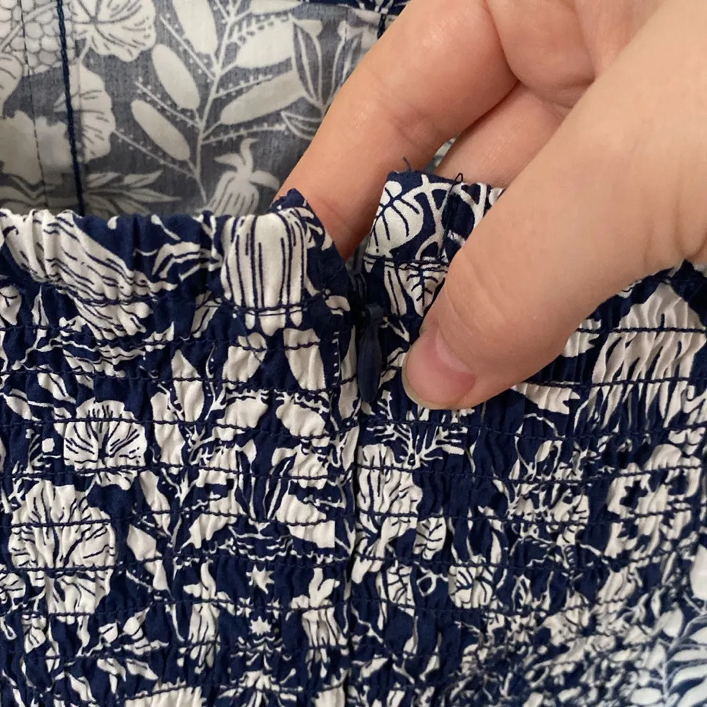 J Crew puff sleeve cotton poplin square neck top floral mermaid print top size 2 - Image 10