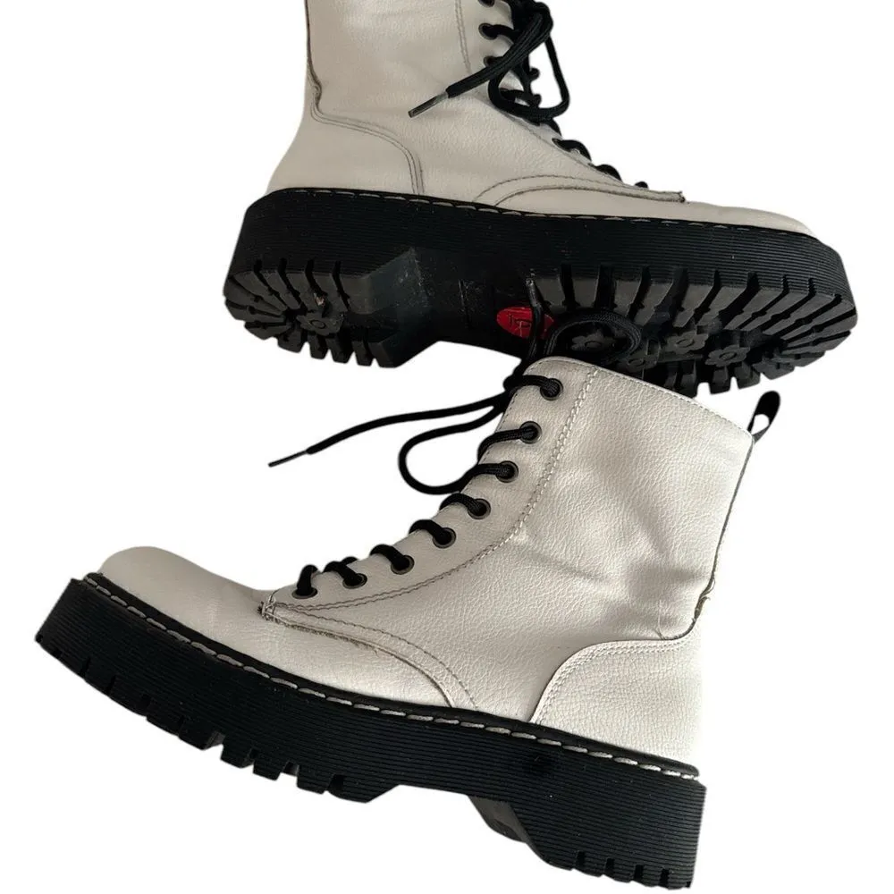 Sincerely Jules Womens White Combat Boots EUC - Image 2