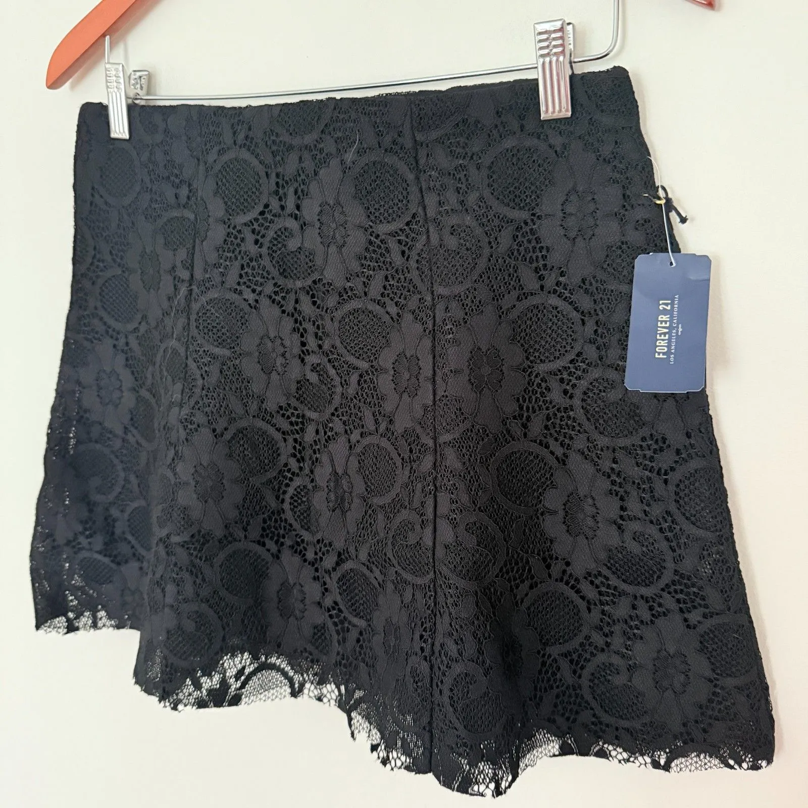 NWT VTG Y2K Forever 21 Black Lace A Line Elastic Waist Mini Skirt Grunge Flirt L - Image 8