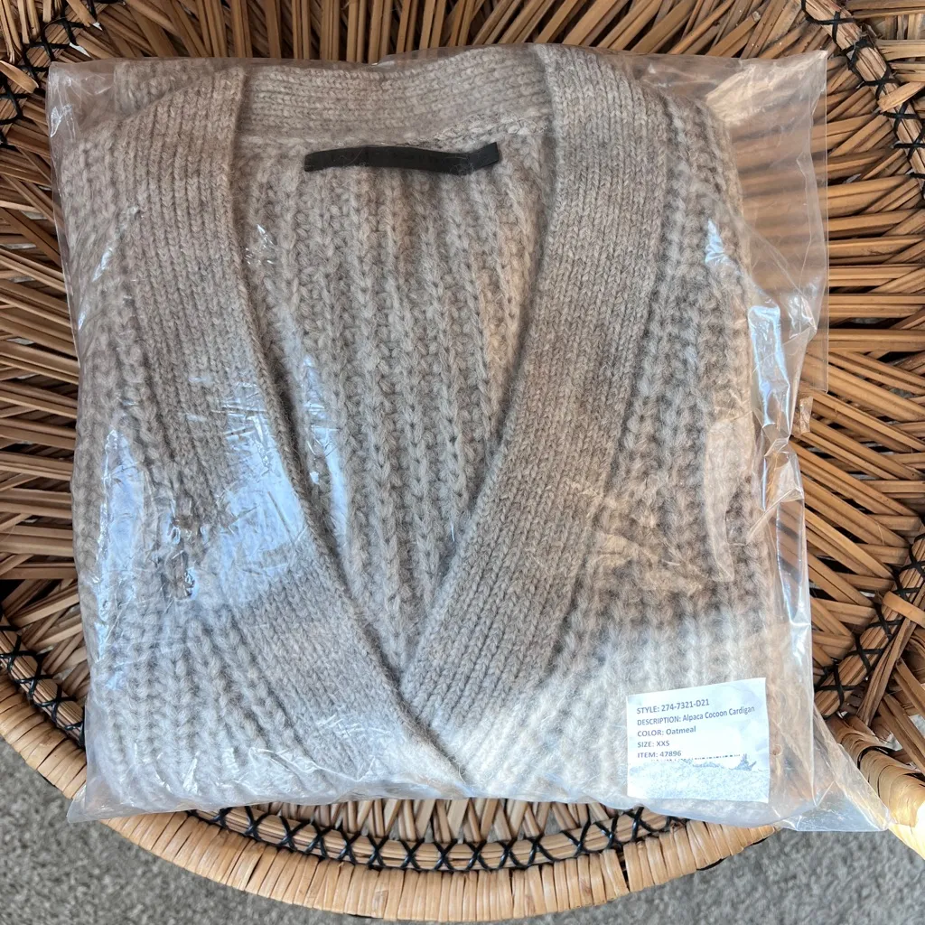 Jenni Kayne Alpaca‎ Cocoon Cardigan Oatmeal XXS Relaxed Fit Luxury Knit NWOT - Image 9