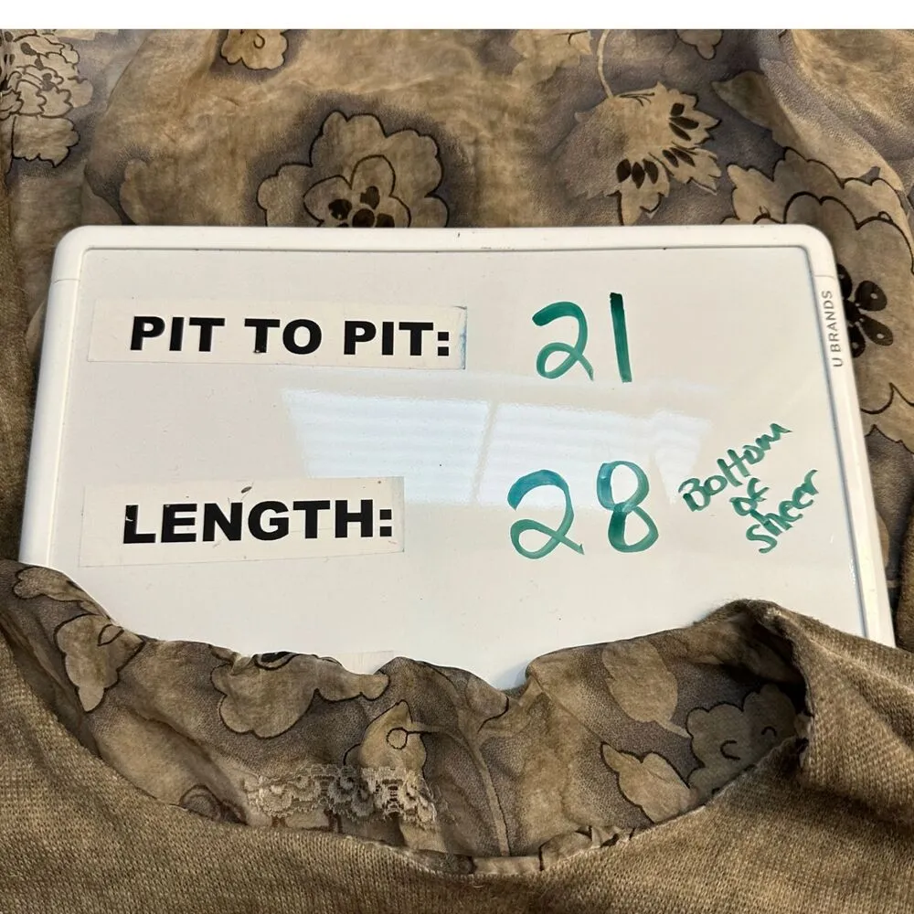 Made in Italy Angora Blend Flowy Lagenlook Boho Floral Blouse Size Large Brown - Image 6