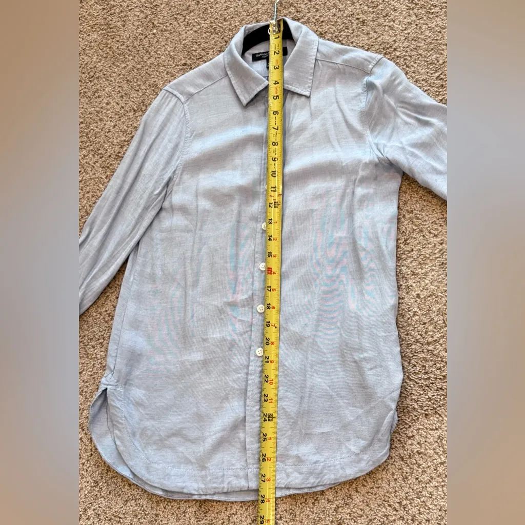Banana Republic Parker Tunic Blue Button Down Shirt ClassicWardrobe XXS Preppy - Image 5