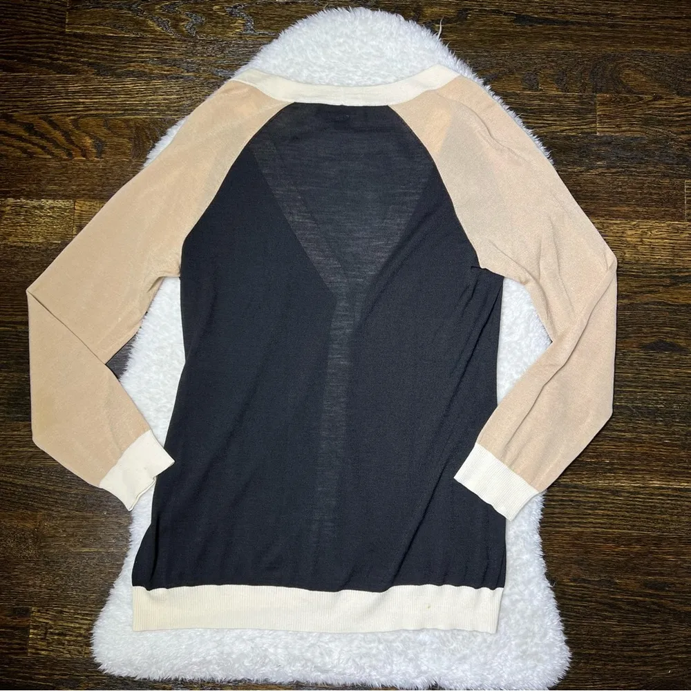 St. John Wool Blend Colorblock Knit Button Front Cardigan Sweater - Image 3