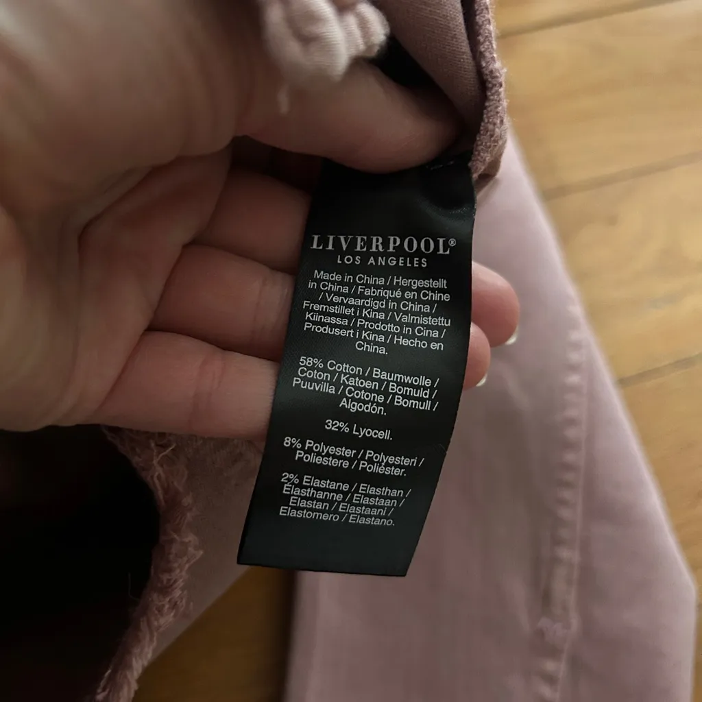 Liverpool Pink Denim Jean Jacket Women Size Small Aster Mauve Frayed - Image 7