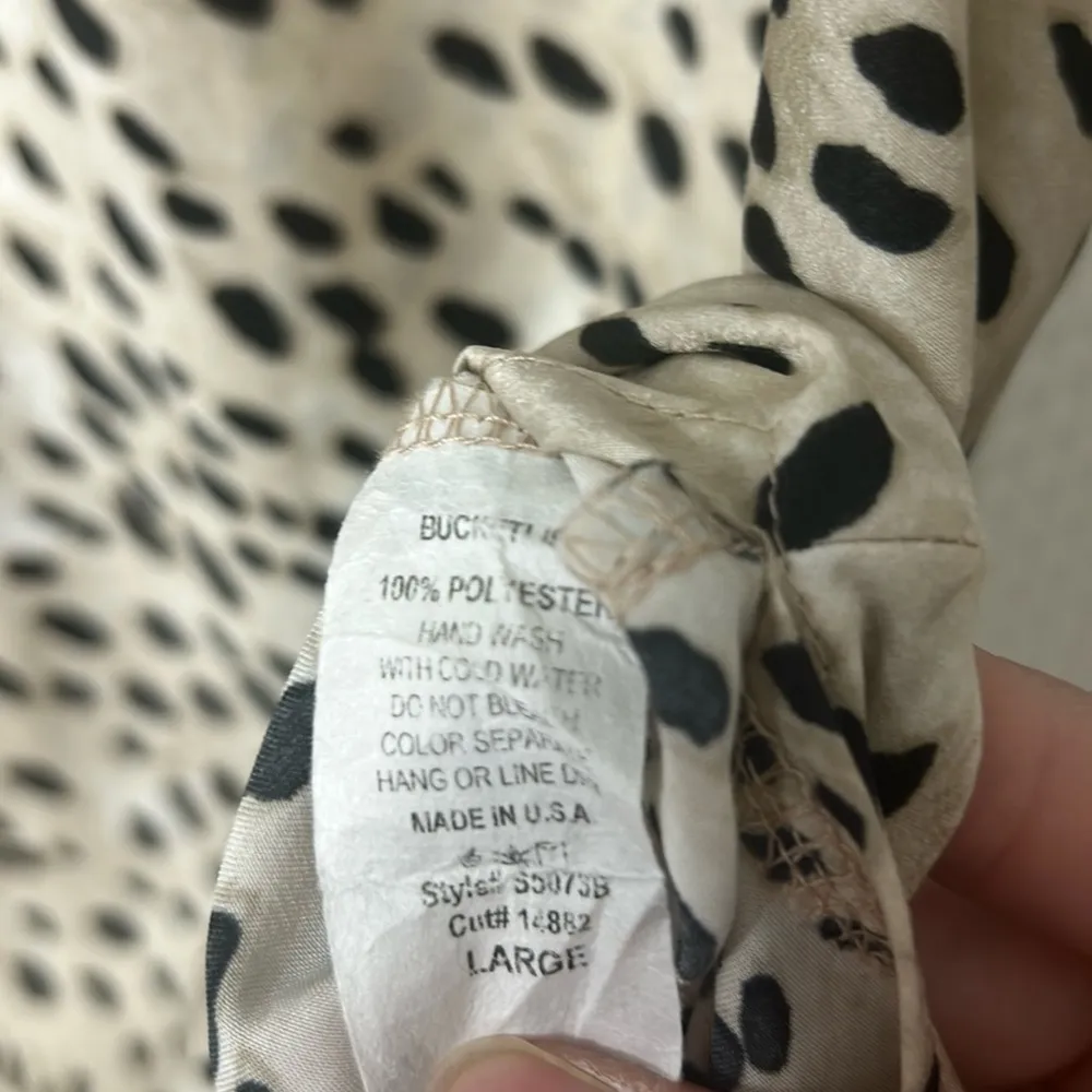 Bucket List Women’s Large Midi Slip Animal Print Satin Skirt Tan - Image 7