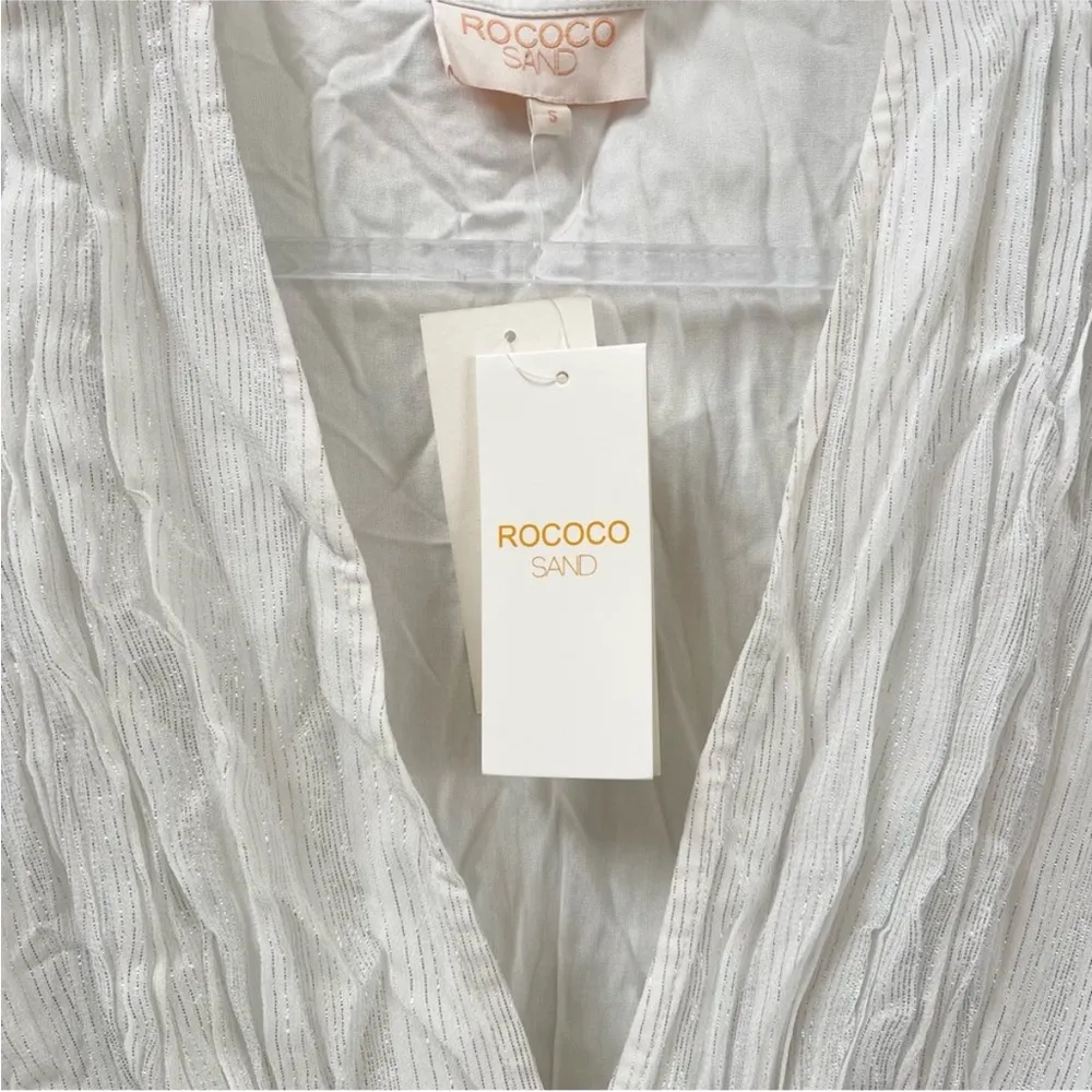 Rococo Sand White Mini Dress With Silver Metallic Thread Size Small NWT - Image 5