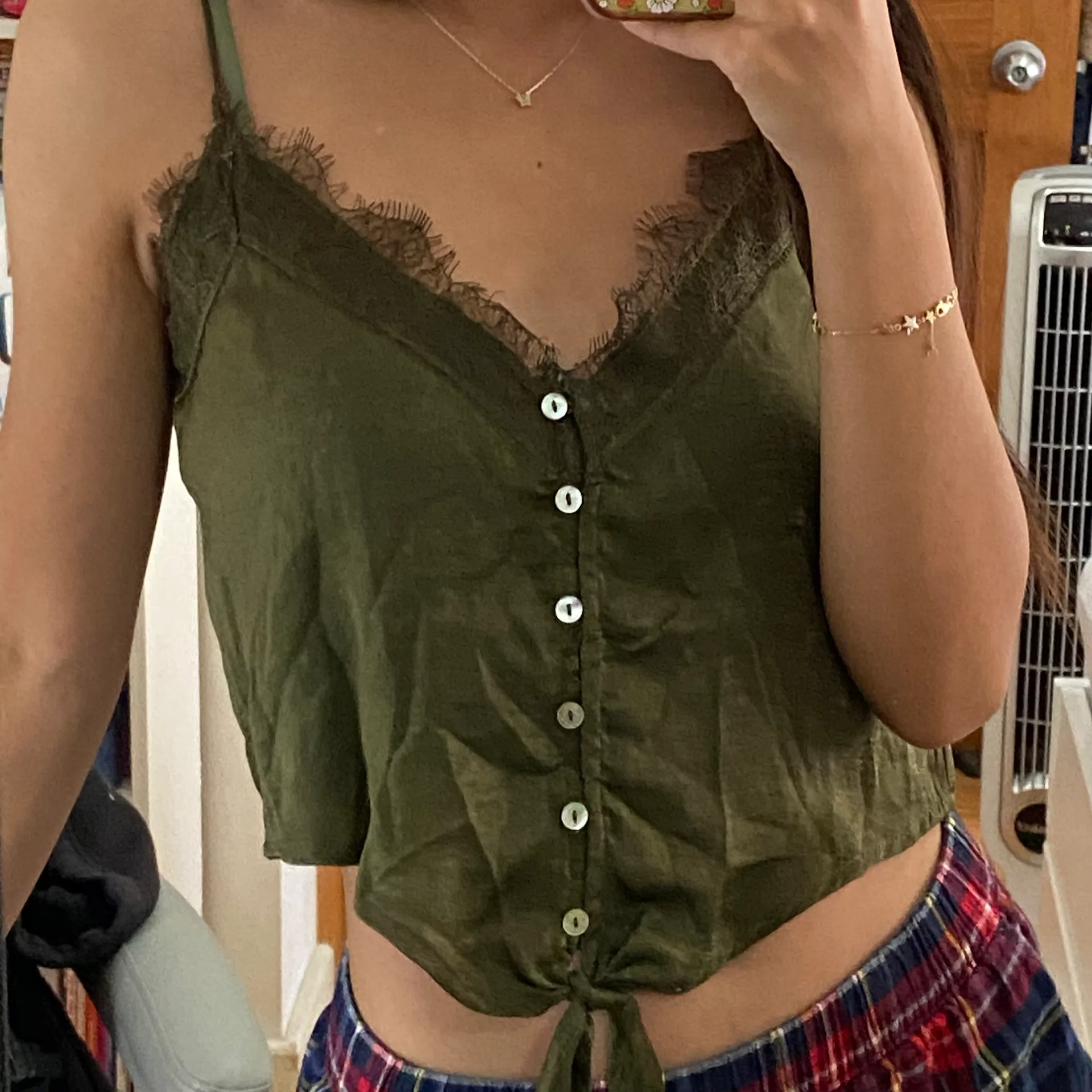 Green Lace Satin Cami - Image 2