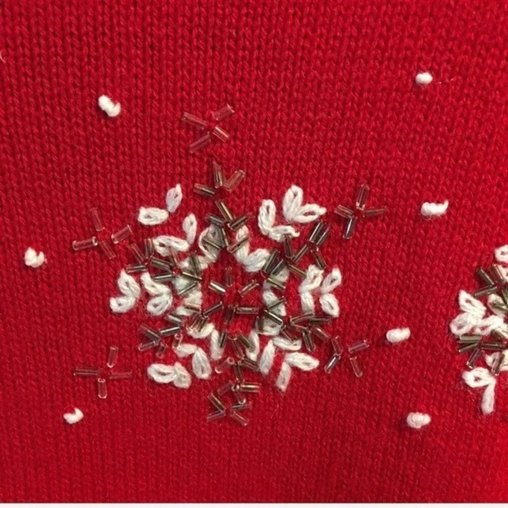 Vintage Red Snowflake Winter Holiday Size M - Image 5
