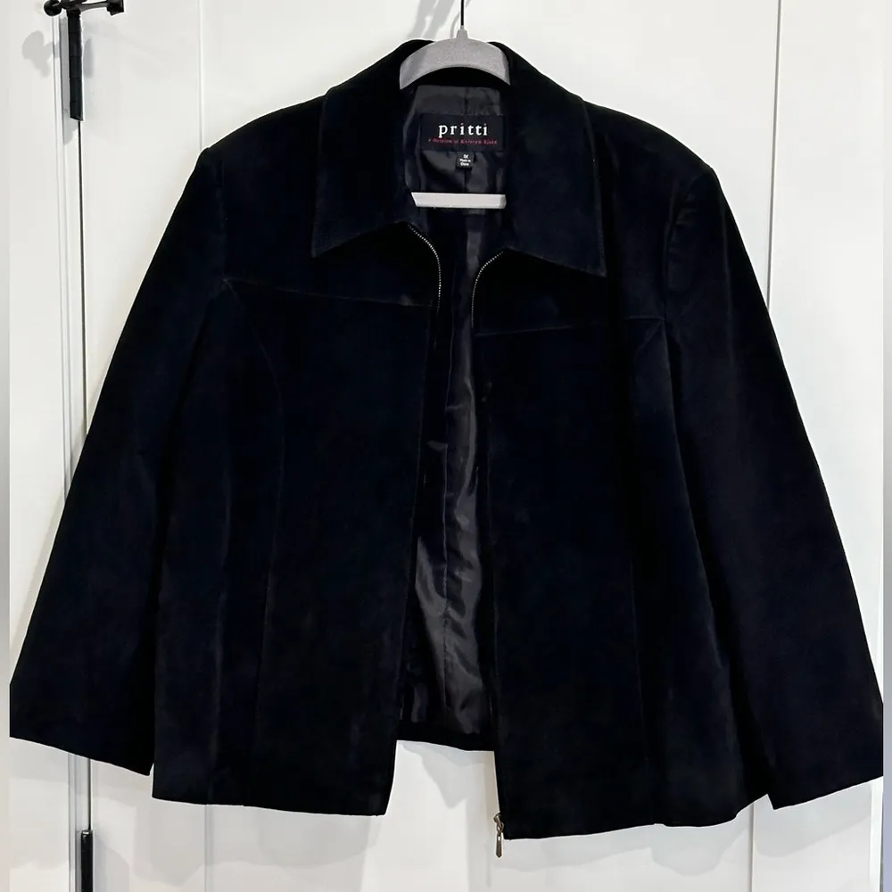 Pritti By Kristin Blake Suede Leather Jacket Black 1X Moto - Image 3