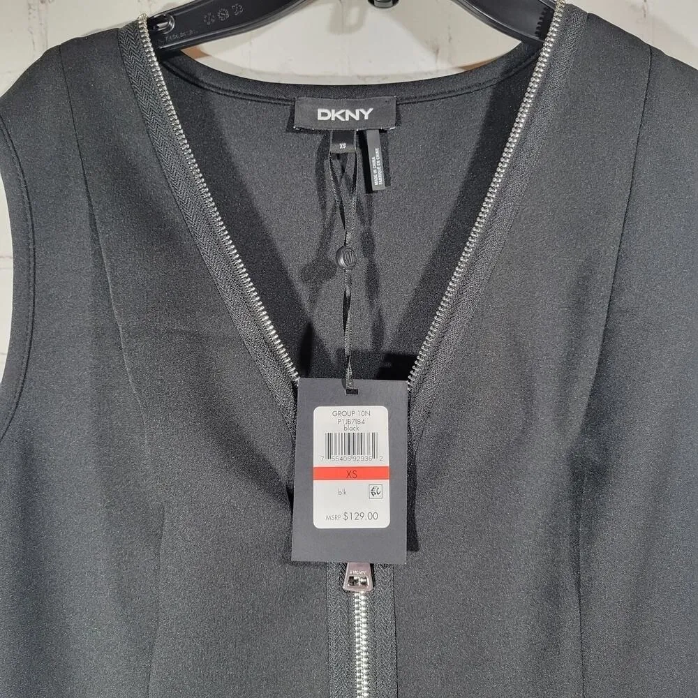 DKNY Women Black‎ Sleeveless Zipper Fit Flare Knee Length Dress XS - Image 6