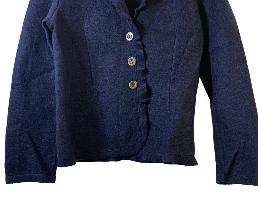 Nara Maglie Navy Wool Blend Cardigan With Tortoiseshell Buttons NWT Size X - Image 5