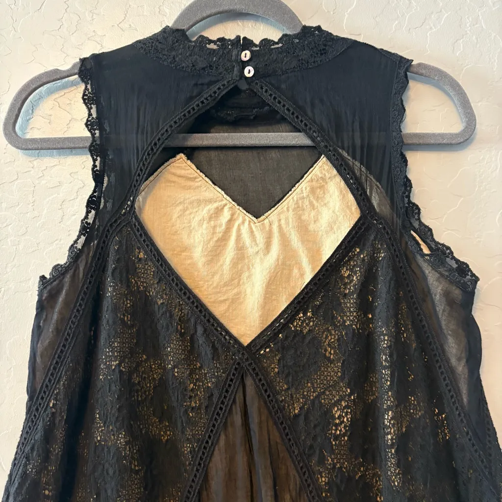 Free People Angel Lace black sleeveless witchy goth mini dress size small - Image 10