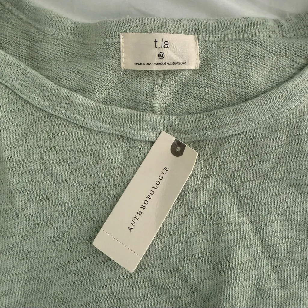 Anthropologie t.la Mint Green Cropped Oversized Long Sleeve Pocket Tee - Image 4