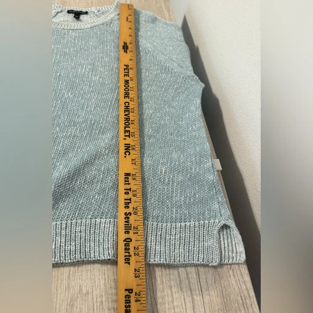 Eileen Fisher Organic Linen Cotton Slub Crew Neck Top Sweater Raglan Sleeve Sml - Image 4