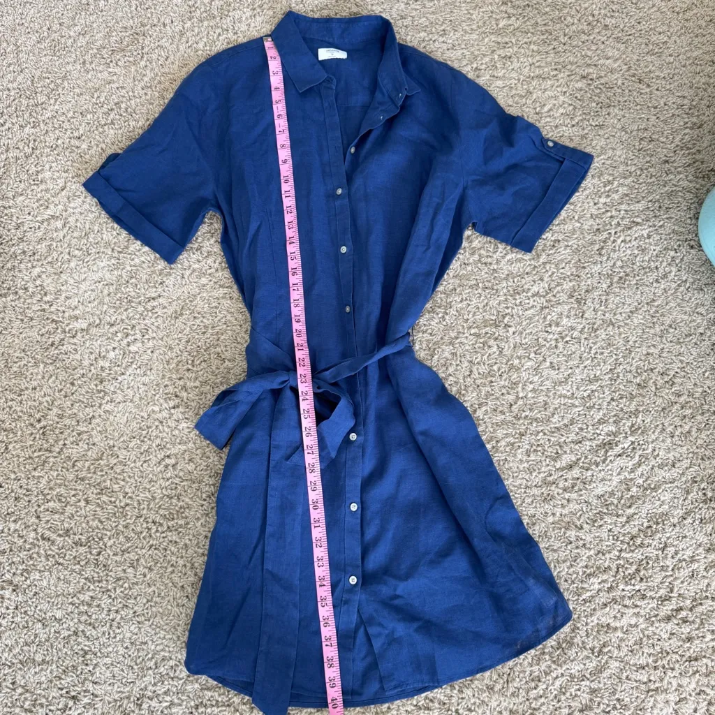 Untuckit Nancy Linen Shirt Dress Blue Size 16 - Image 9
