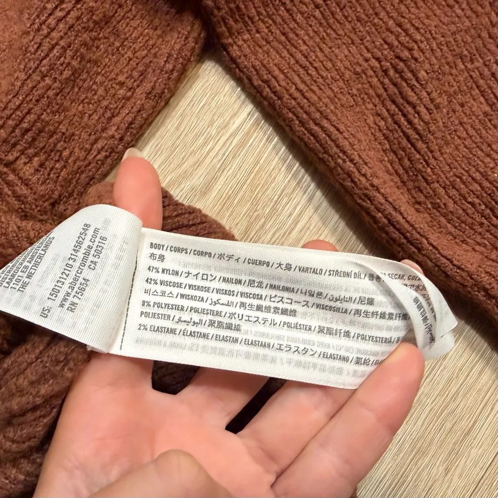 Abercrombie & Fitch Soft Collared Notch Neck Brown Sweater - Image 5