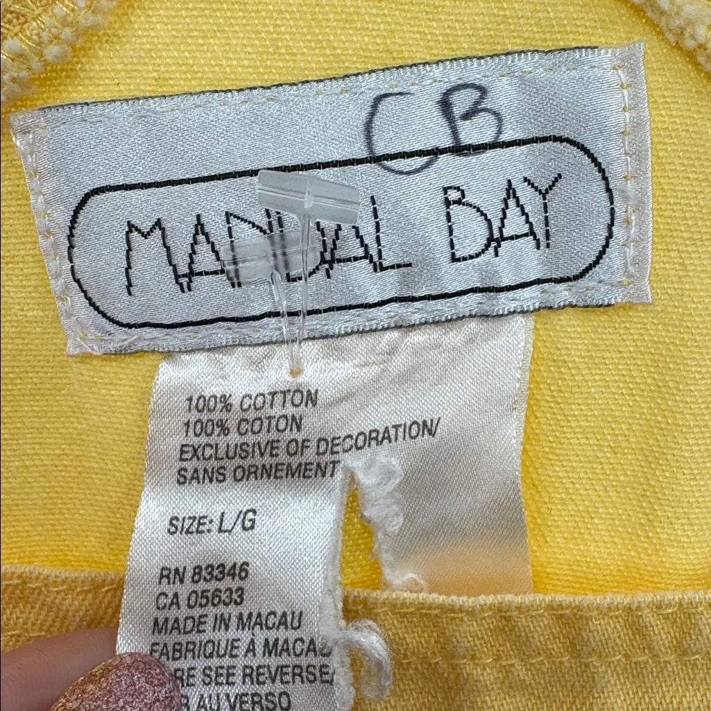 Sunny Yellow Women's embroidered shop til you drop cropped overalls L novelty Size L - Image 10