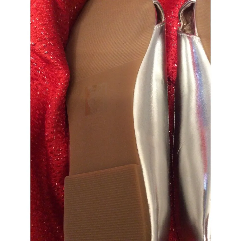 Asos Leadership Peeptoe Ballet Flats Silver Size 7 - Image 9