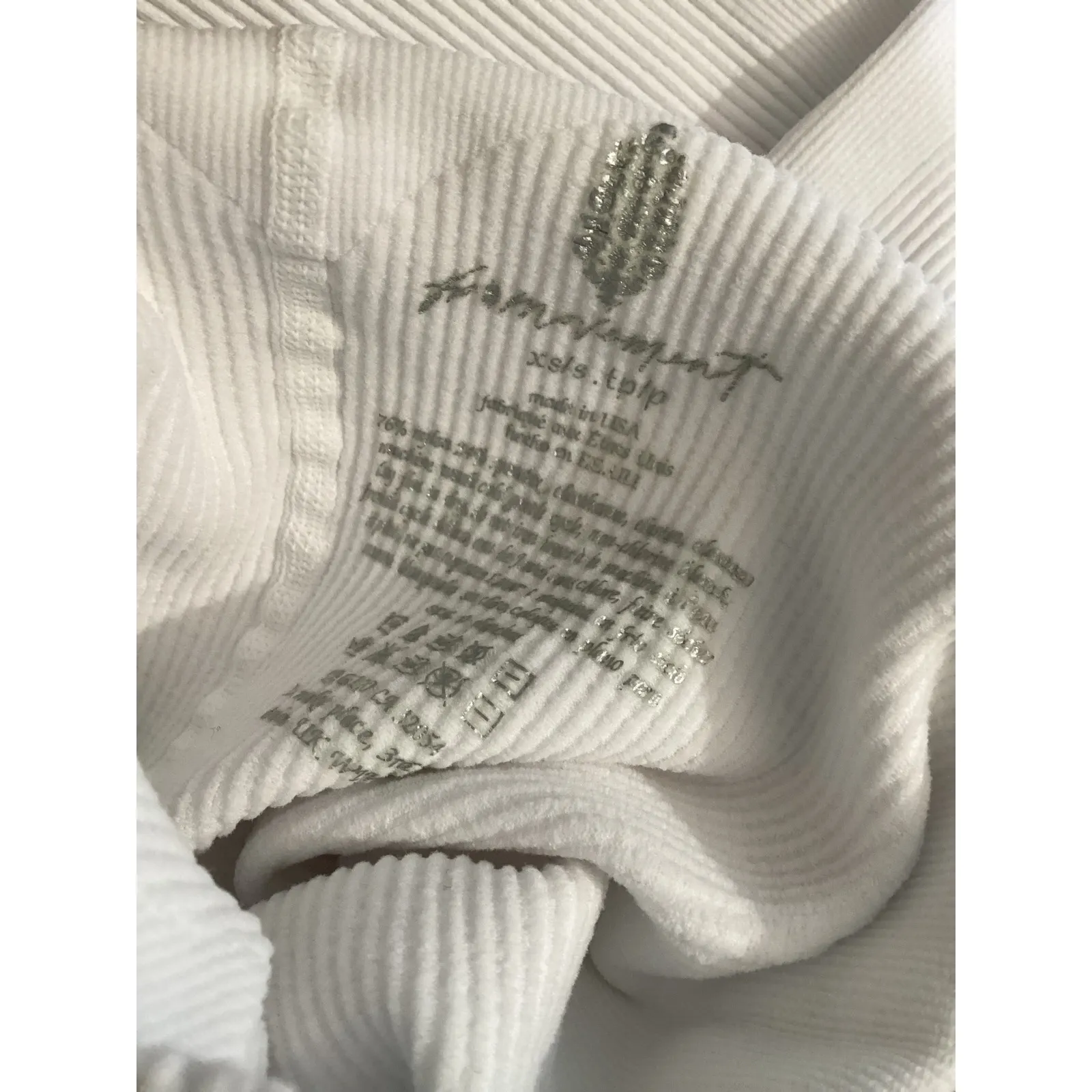 Free People Ribbed Seamless Leggings White High Waisted Athleisure Yoga Pants XS - Image 4