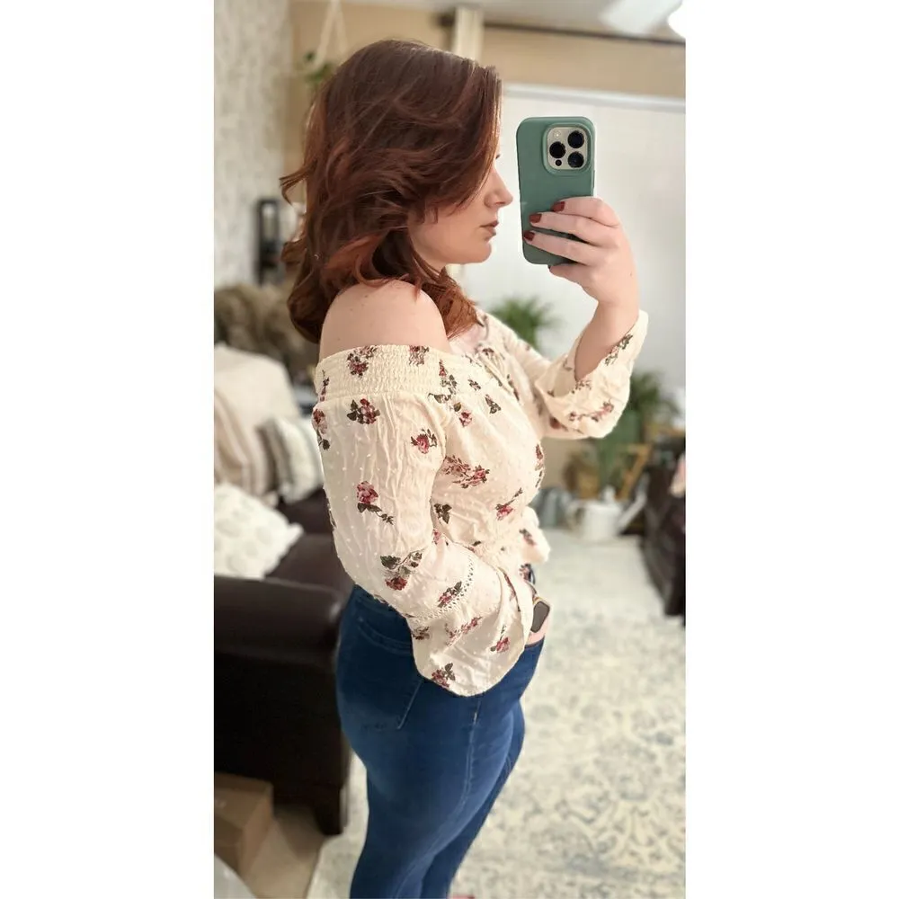 En Crème peasant top Red - Image 3