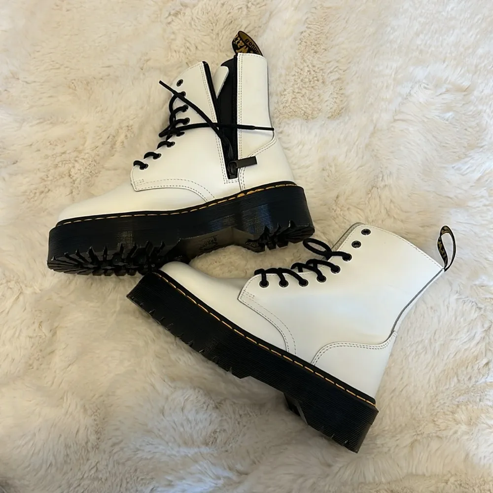 Dr. Martens Jadon White Polished Smooth Combat Boots - Image 6