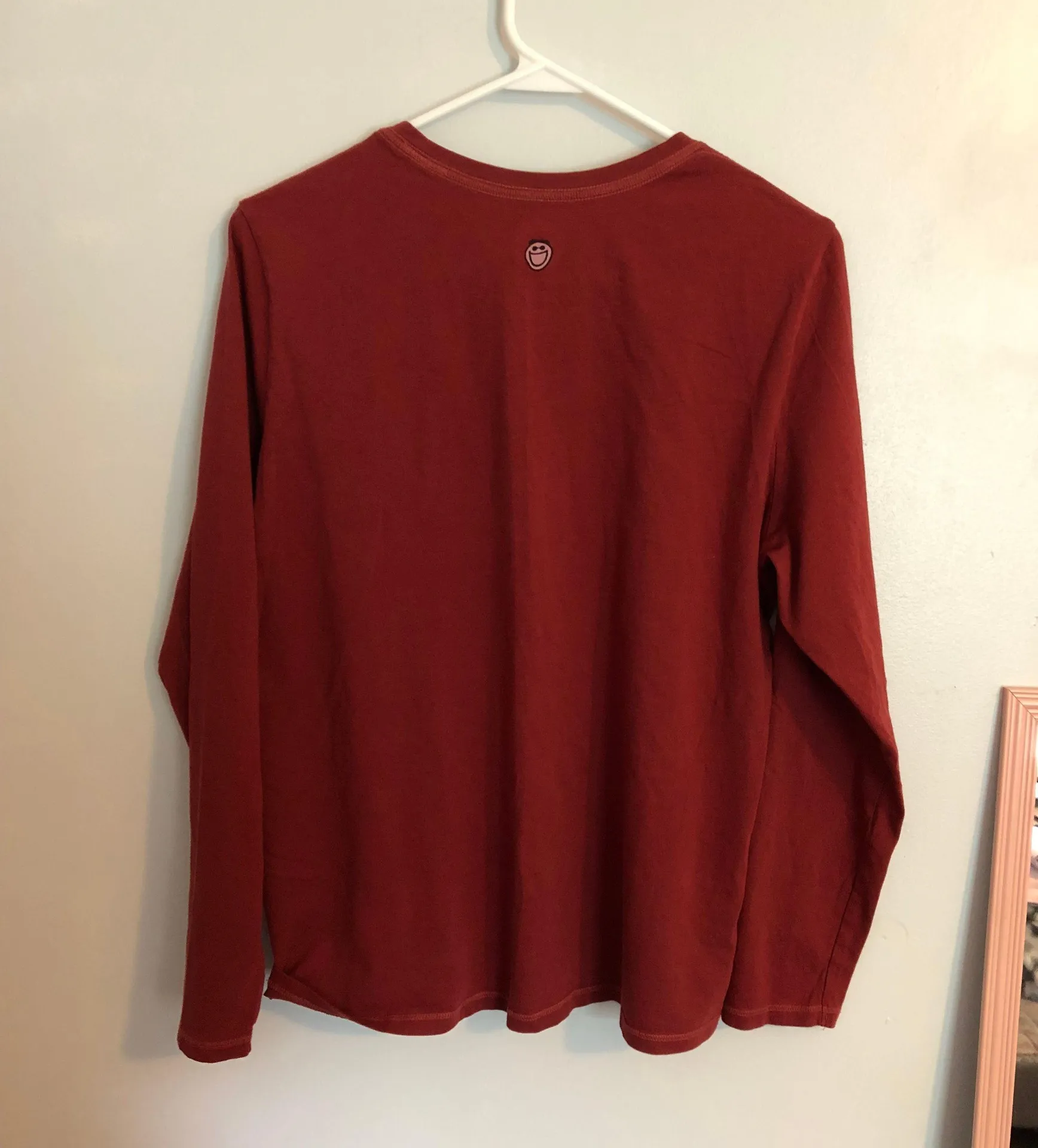 Life is Good “Happy Camper” Long Sleeve Burgundy Tshirt Size L - Image 3