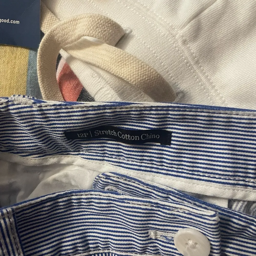 Talbots Women 12P Blue White Pinstripe Straight Leg Stretch Cotton Chinos - Image 6