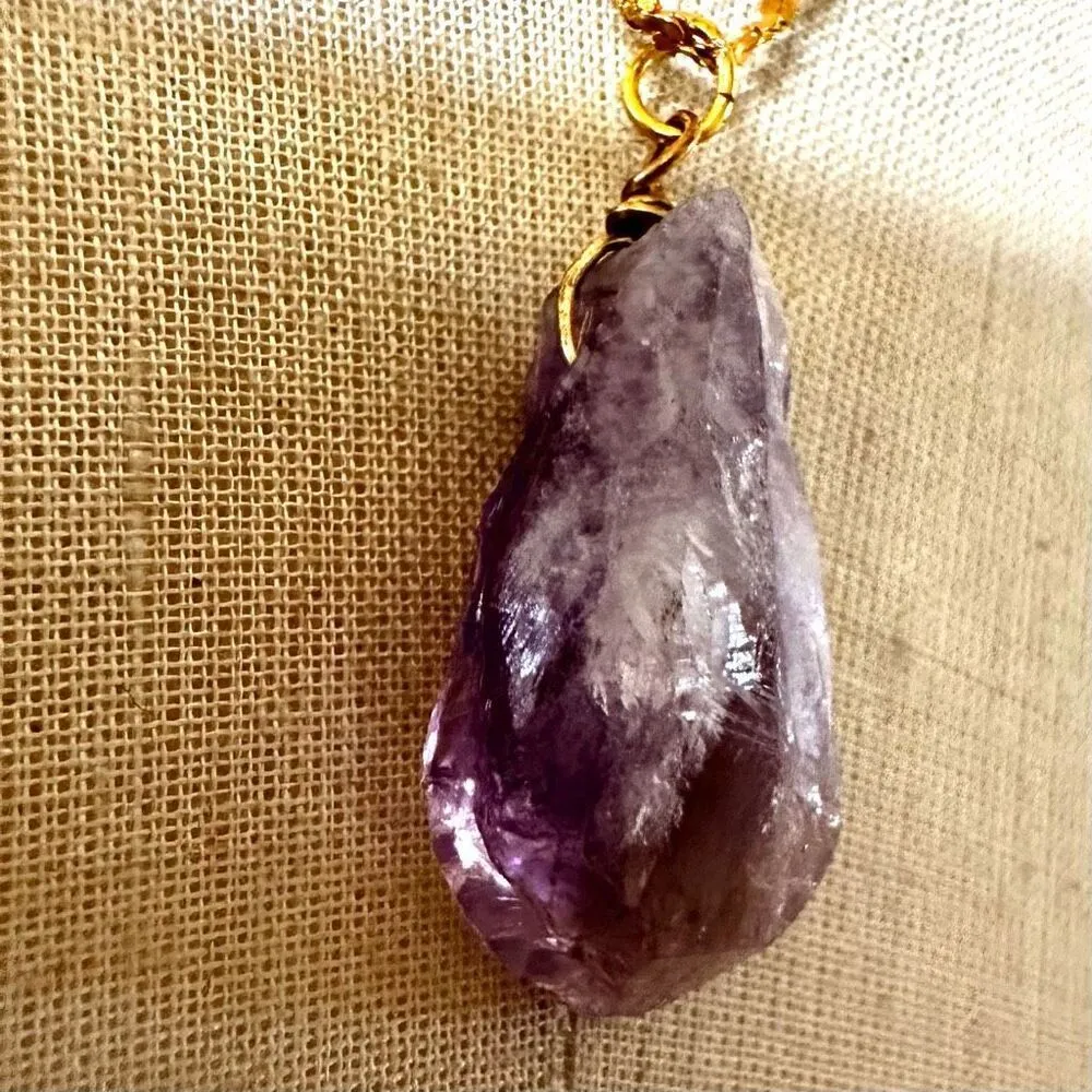 Gold tone amethyst pendant necklace Purple - Image 8